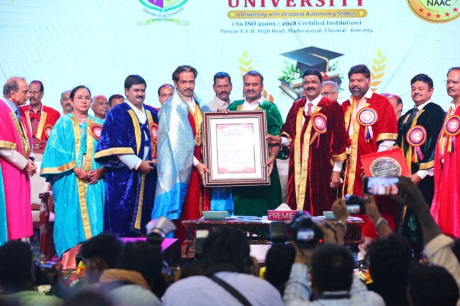 సినీ హీరో యాక్షన్ కింగ్ అర్జున్ కు గౌరవ డాక్టరేట్